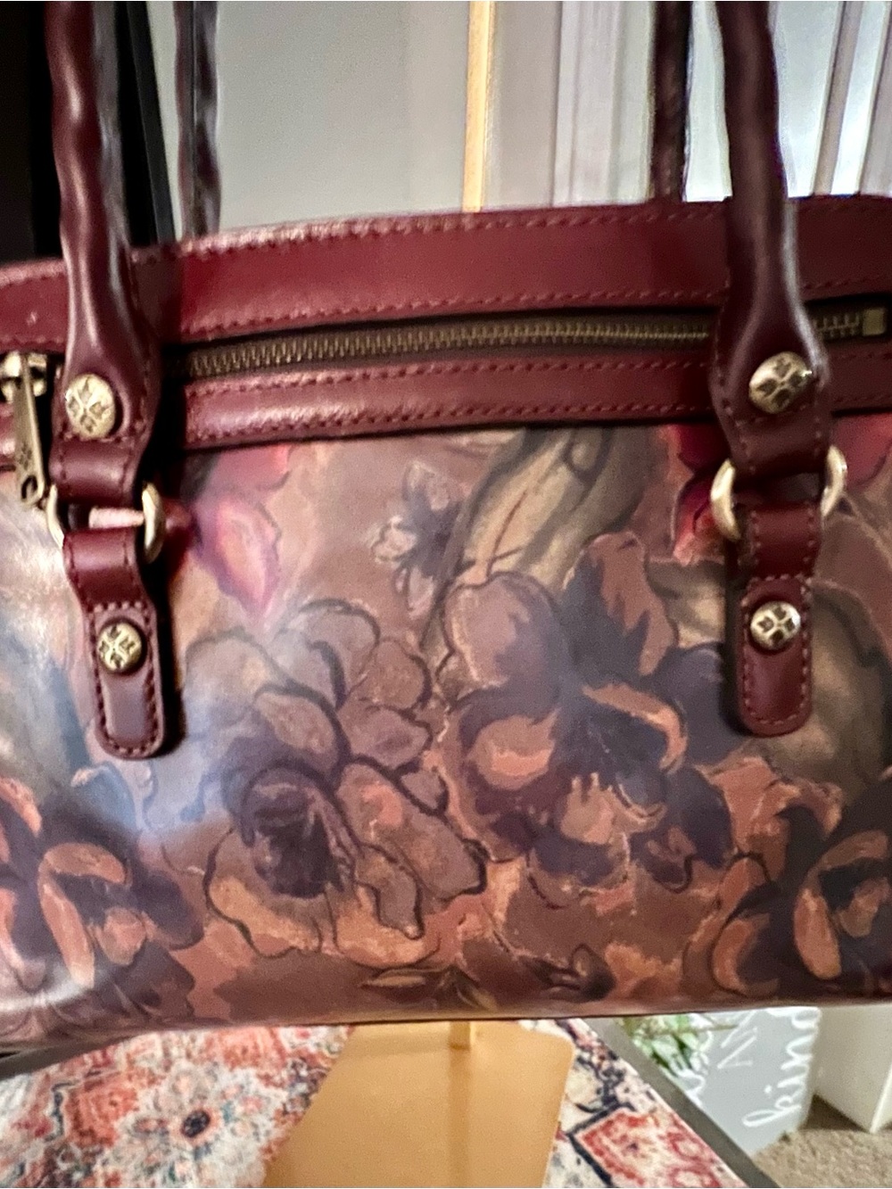 Patricia Nash Floral-Print Shoulder Bag with Burgundy Accents, - Picture 2 of 6